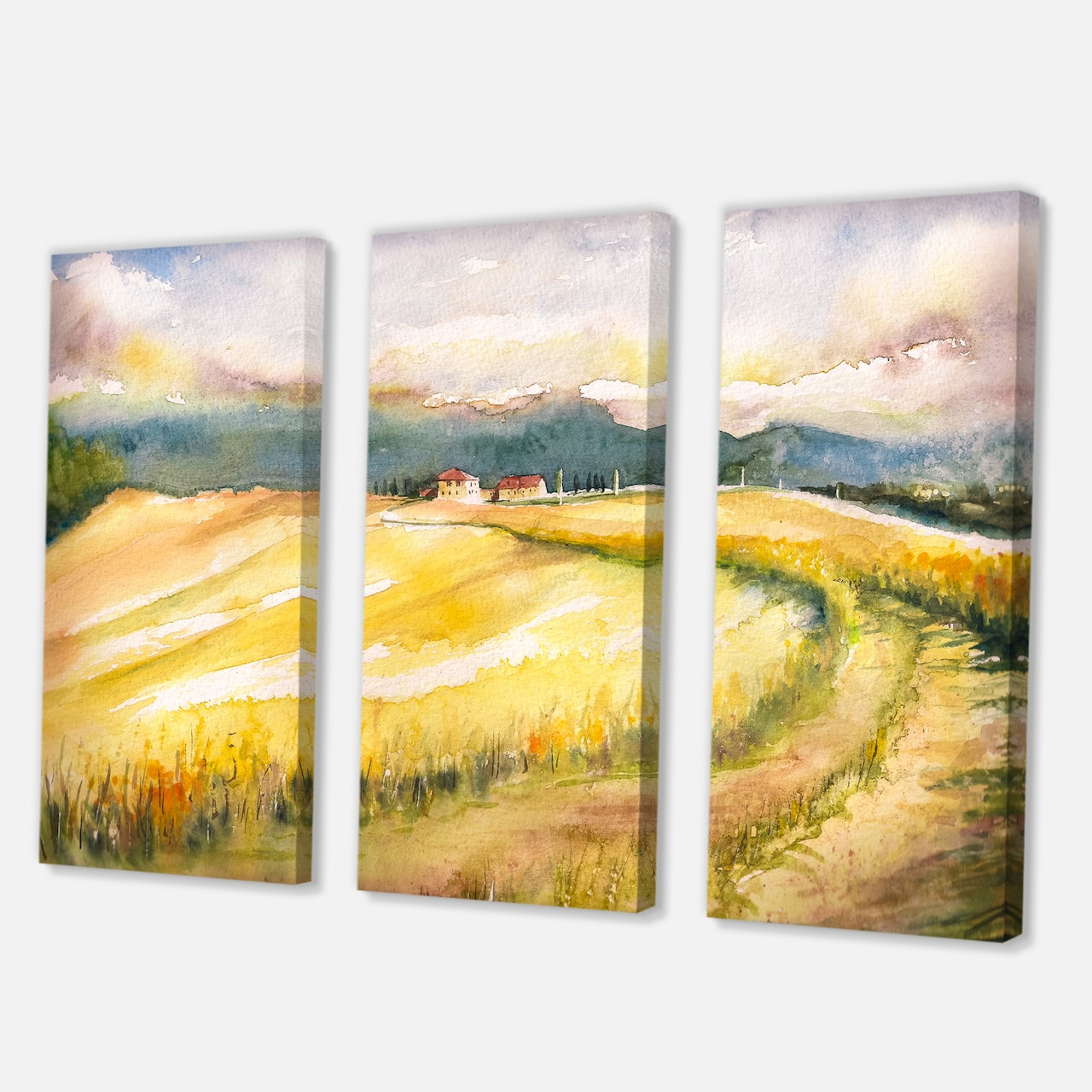Designart - Golden Fields of Tuscany Italy - Country Canvas Wall Art Print